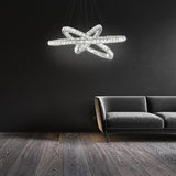 Modern 3 Tier Interwoven Geometrical Circle Crystal Chandelier LED Ceiling Light for Living Room