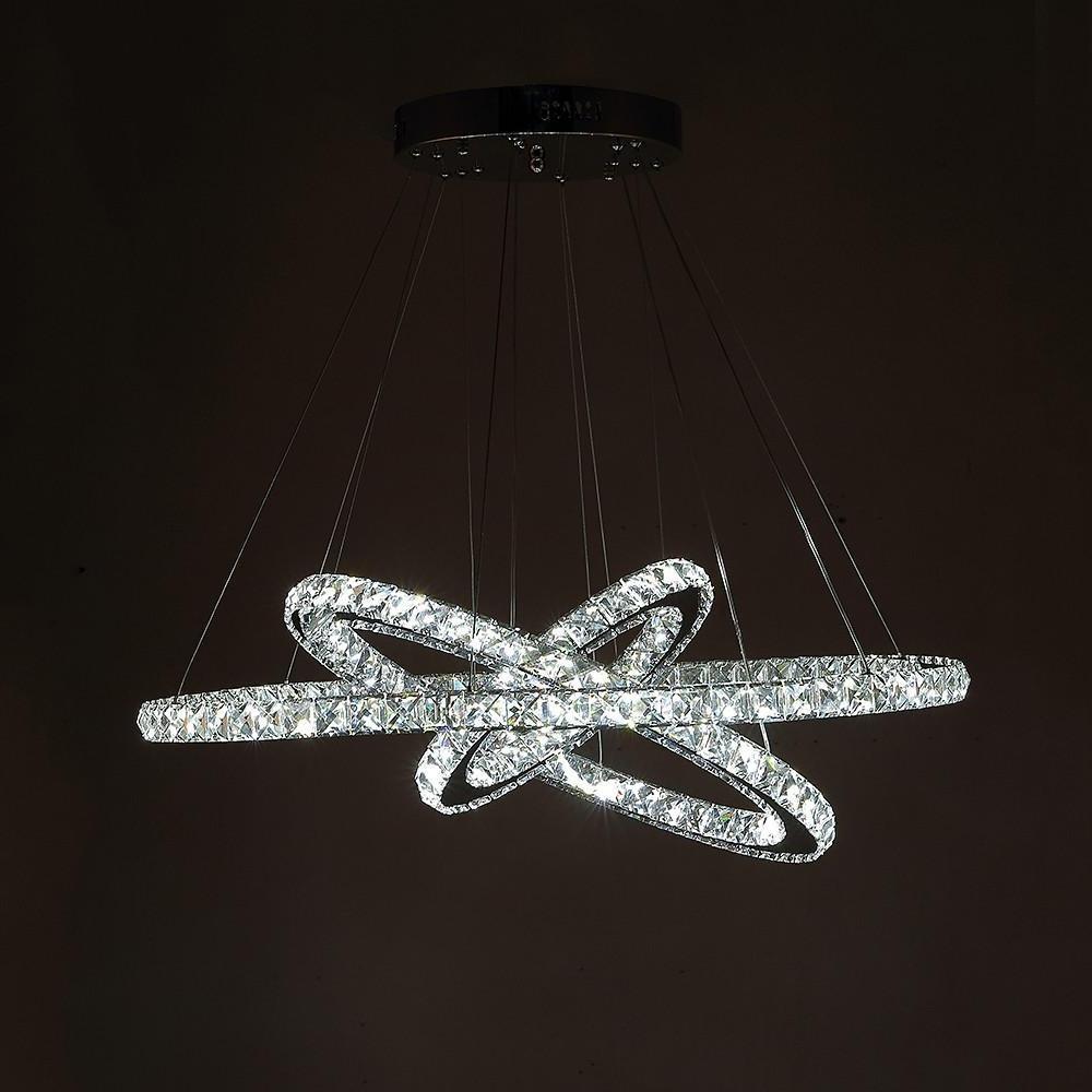 Modern 3 Tier Interwoven Geometrical Circle Crystal Chandelier LED Ceiling Light for Living Room