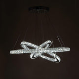 Modern 3 Tier Interwoven Geometrical Circle Crystal Chandelier LED Ceiling Light for Living Room