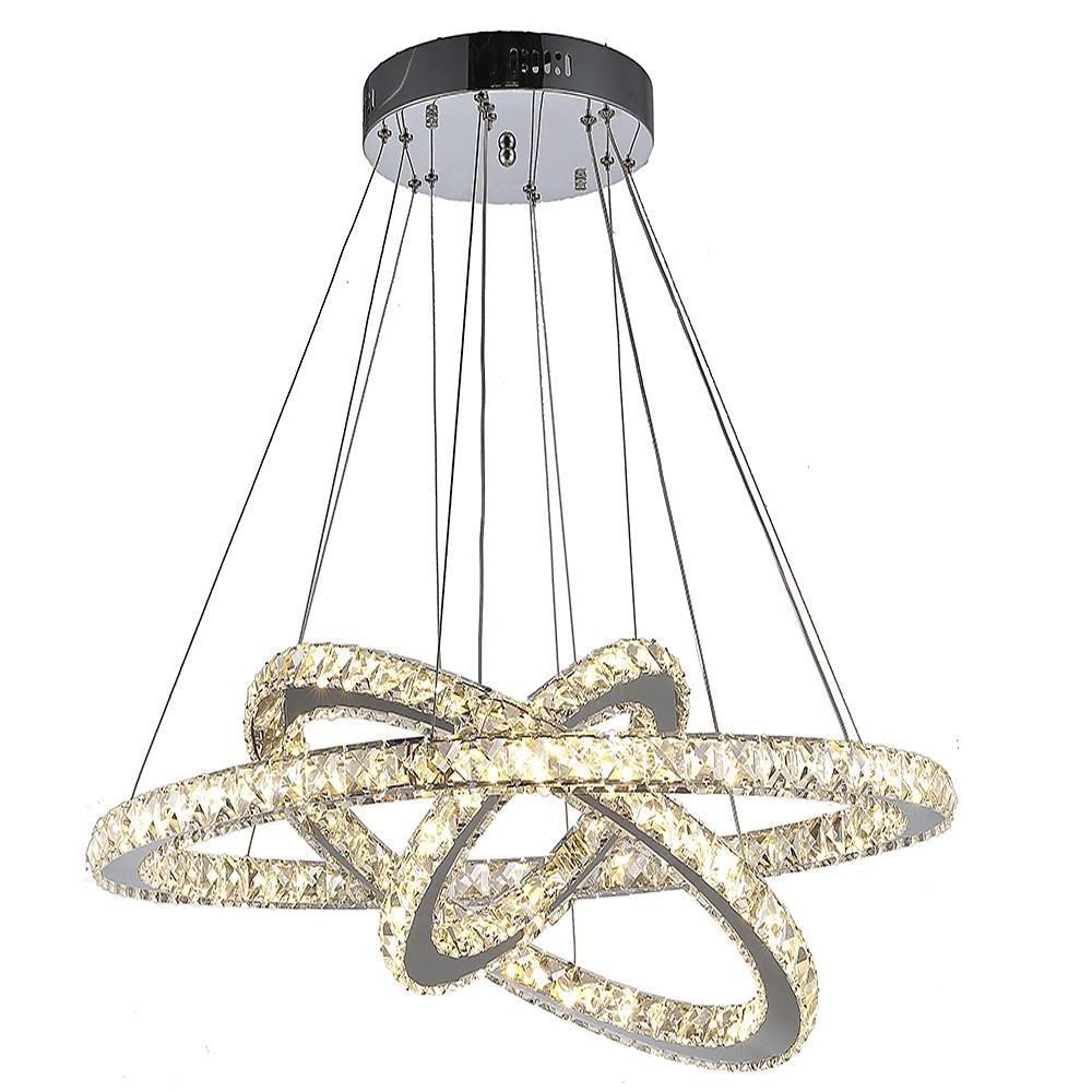 Modern 3 Tier Interwoven Geometrical Circle Crystal Chandelier LED Ceiling Light for Living Room