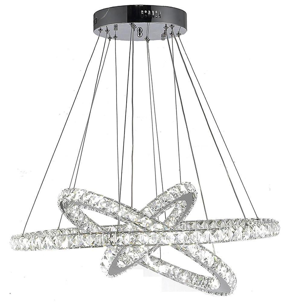 Modern 3 Tier Interwoven Geometrical Circle Crystal Chandelier LED Ceiling Light for Living Room