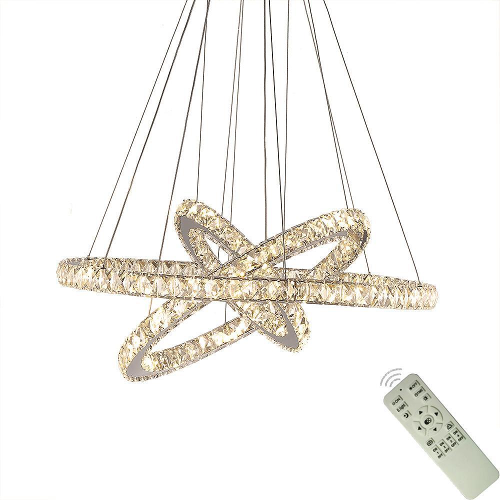 Modern 3 Tier Interwoven Geometrical Circle Crystal Chandelier LED Ceiling Light for Living Room
