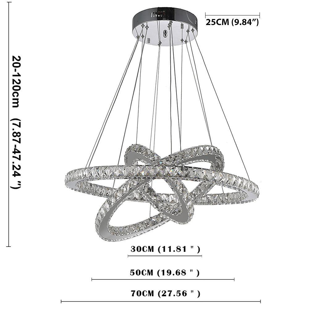 Modern 3 Tier Interwoven Geometrical Circle Crystal Chandelier LED Ceiling Light for Living Room