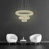 Modern 3 Tier LED Crystal Ring Chandelier Chrome Finish Luxury Pendant Light