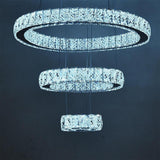 Modern 3 Tier LED Crystal Ring Chandelier Chrome Finish Luxury Pendant Light