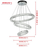 Modern 3 Tier LED Crystal Ring Chandelier Chrome Finish Luxury Pendant Light