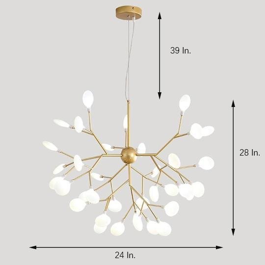 Modern 31 Inch 36 Light LED Chandelier Gold Nordic Pendant Ceiling Fixture for Dining Living Room
