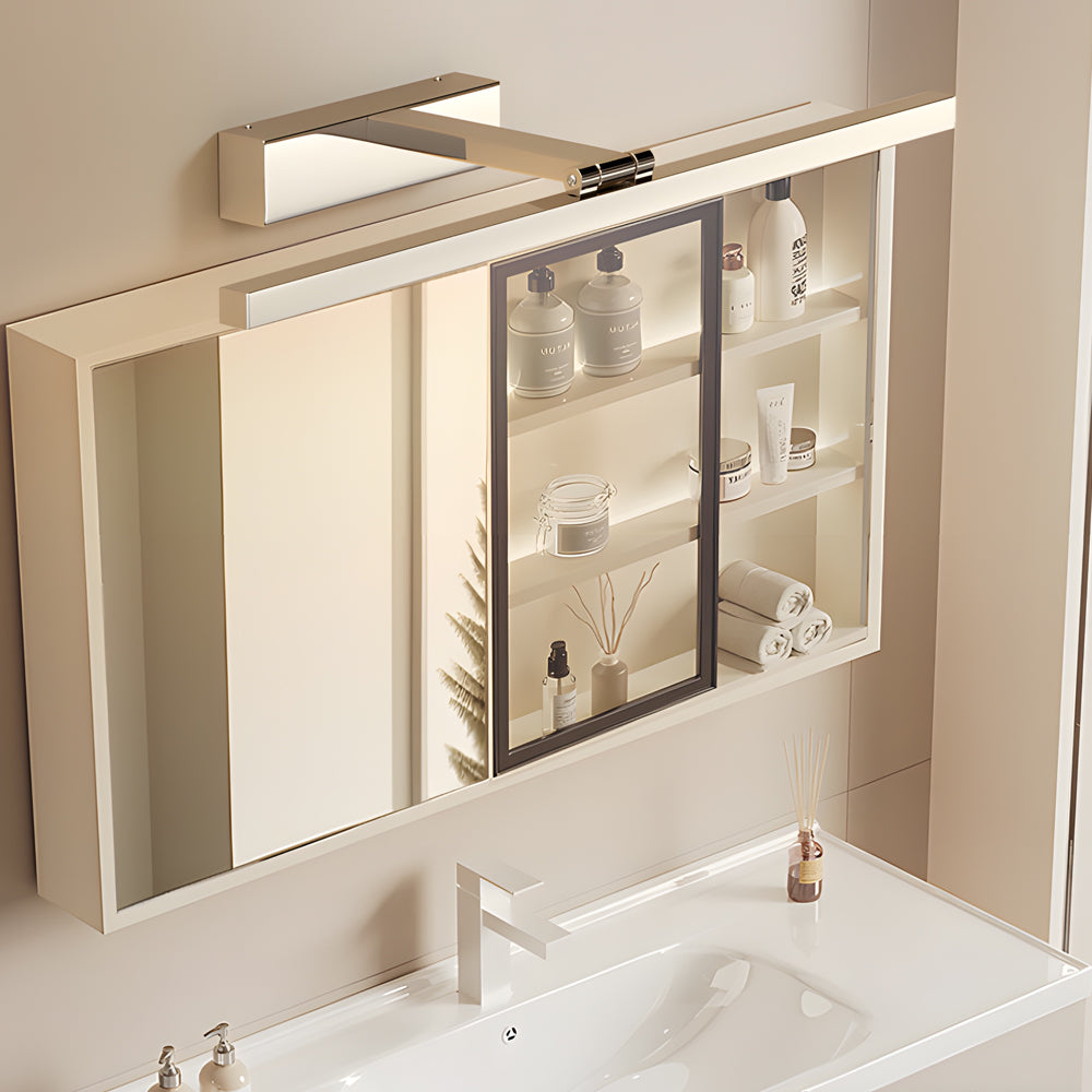 Modern 31 Inch Adjustable LED Bathroom Vanity Light in Polished Stainless Steel with 3 Color Modes