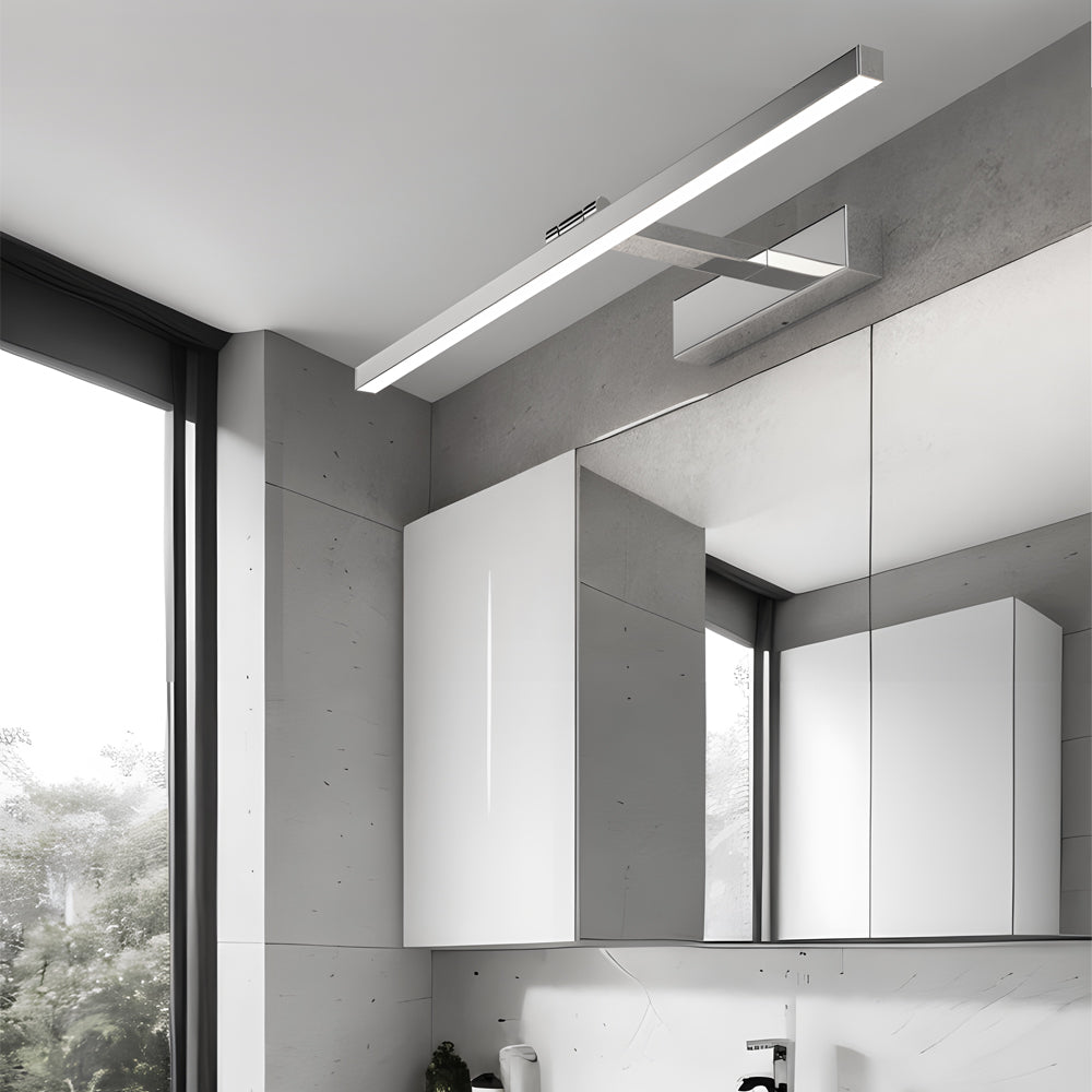 Modern 31 Inch Adjustable LED Bathroom Vanity Light in Polished Stainless Steel with 3 Color Modes