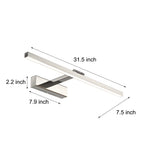 Modern 31 Inch Adjustable LED Bathroom Vanity Light in Polished Stainless Steel with 3 Color Modes