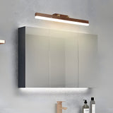 Modern 31 Inch Walnut Wood Linear LED Bathroom Vanity Mirror Light Fixture Warm White