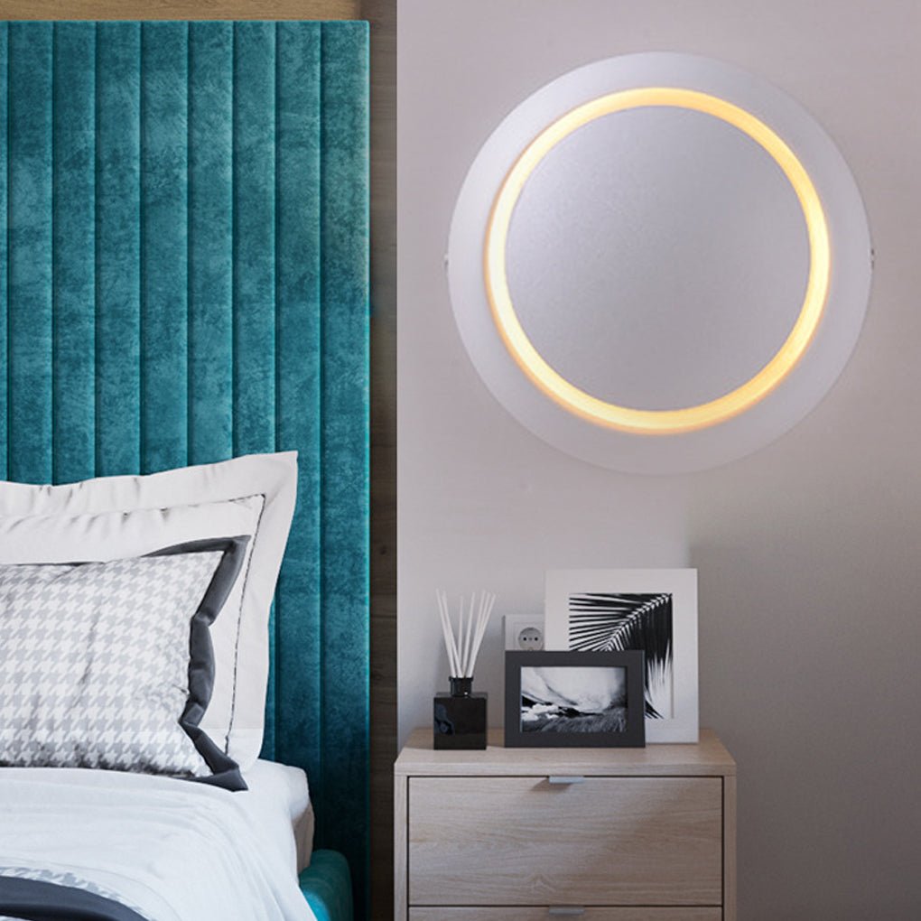Modern 360 Degree Rotatable LED Wall Sconce Round Minimalist Aluminum Wall Lamp for Bedroom Living Room