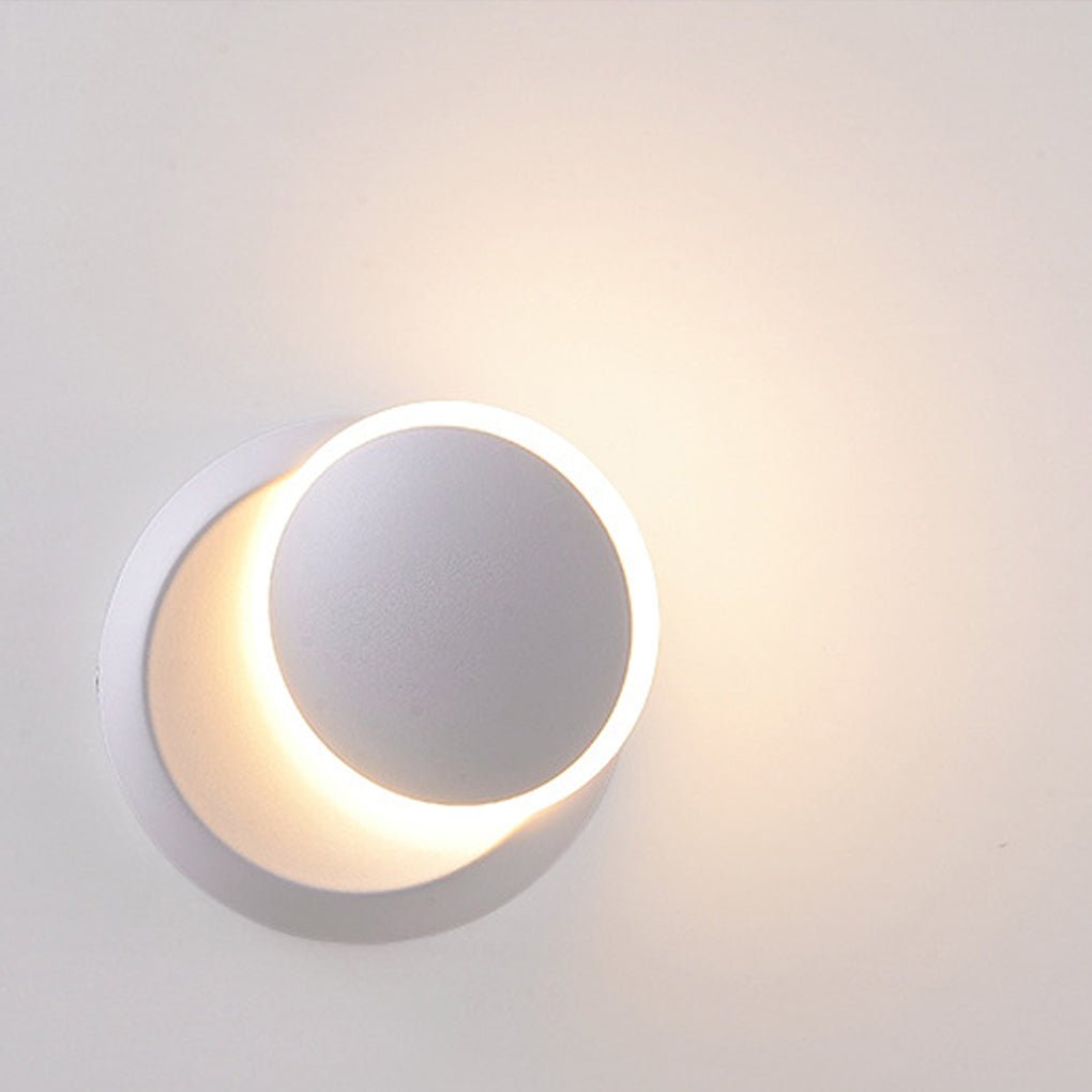 Modern 360 Degree Rotatable LED Wall Sconce Round Minimalist Aluminum Wall Lamp for Bedroom Living Room