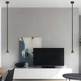 Modern 39 Inch Long Vertical Tube Pendant Light Gold Iron Cone Hanging Lamp for Bedside