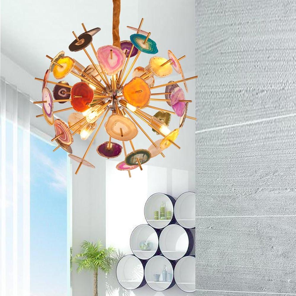 Modern 3D Effect Colorful Globe LED Chandelier Elegant Hanging Pendant Lighting Fixture