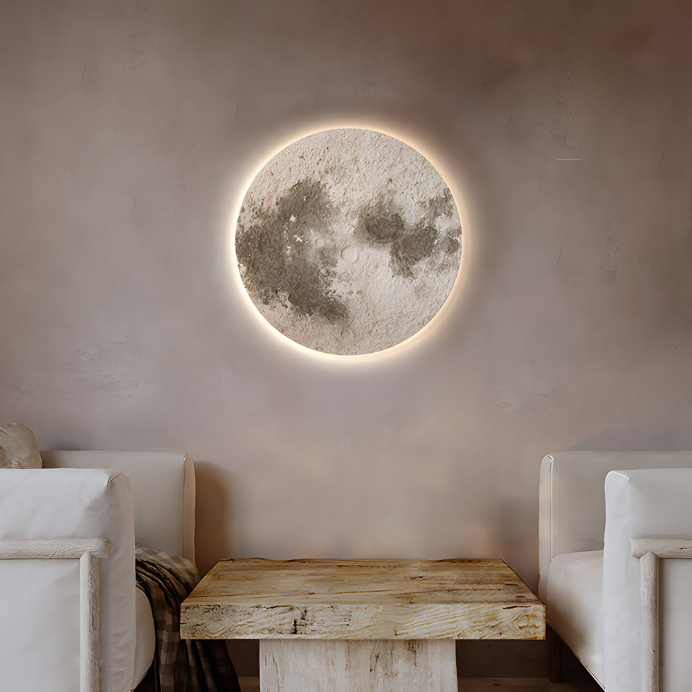 Modern 3D Moon Sandstone LED Wall Art with Voice Control USB Powered Round Light