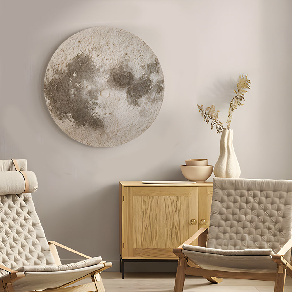 Modern 3D Moon Sandstone LED Wall Art with Voice Control USB Powered Round Light
