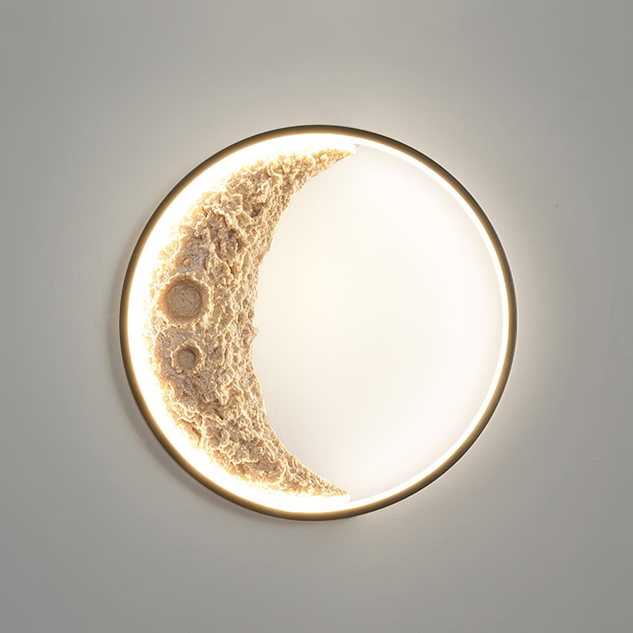 Modern 3D Moon Surface LED Wall Sconce Nordic Crescent Indoor Lighting for Bedroom and Living Room