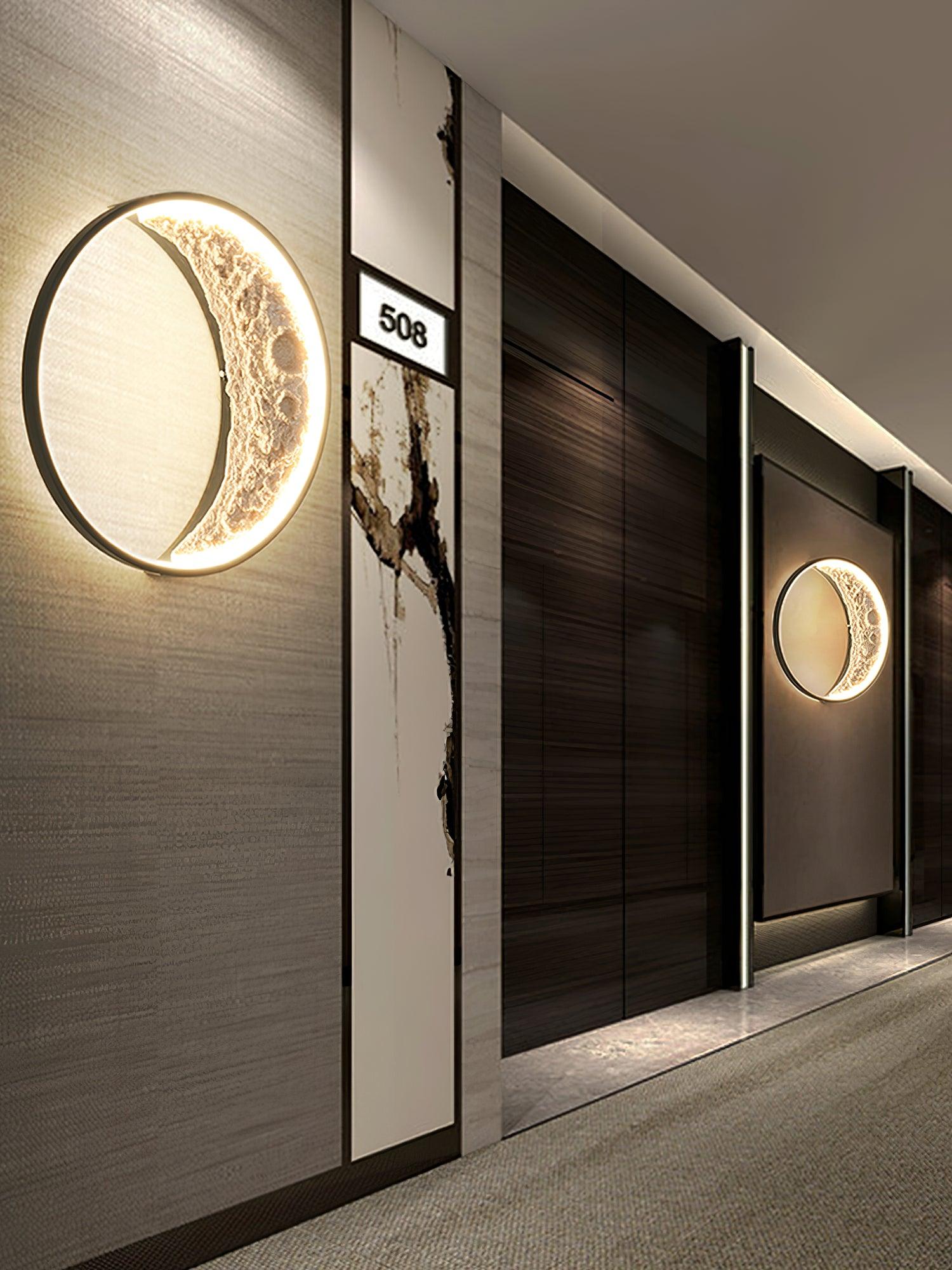 Modern 3D Moon Surface LED Wall Sconce Nordic Crescent Indoor Lighting for Bedroom and Living Room