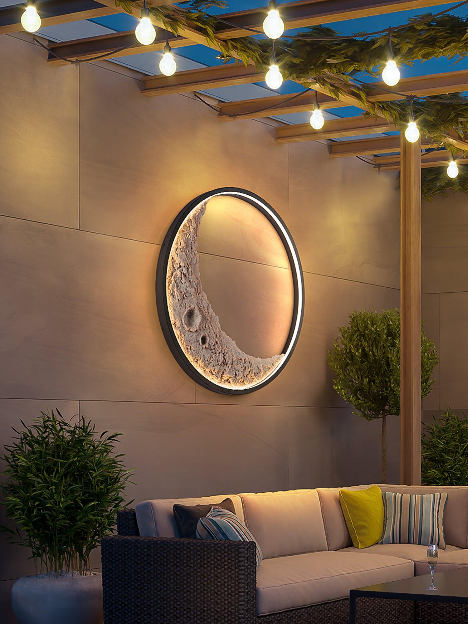 Modern 3D Moon Surface LED Wall Sconce Nordic Crescent Indoor Lighting for Bedroom and Living Room