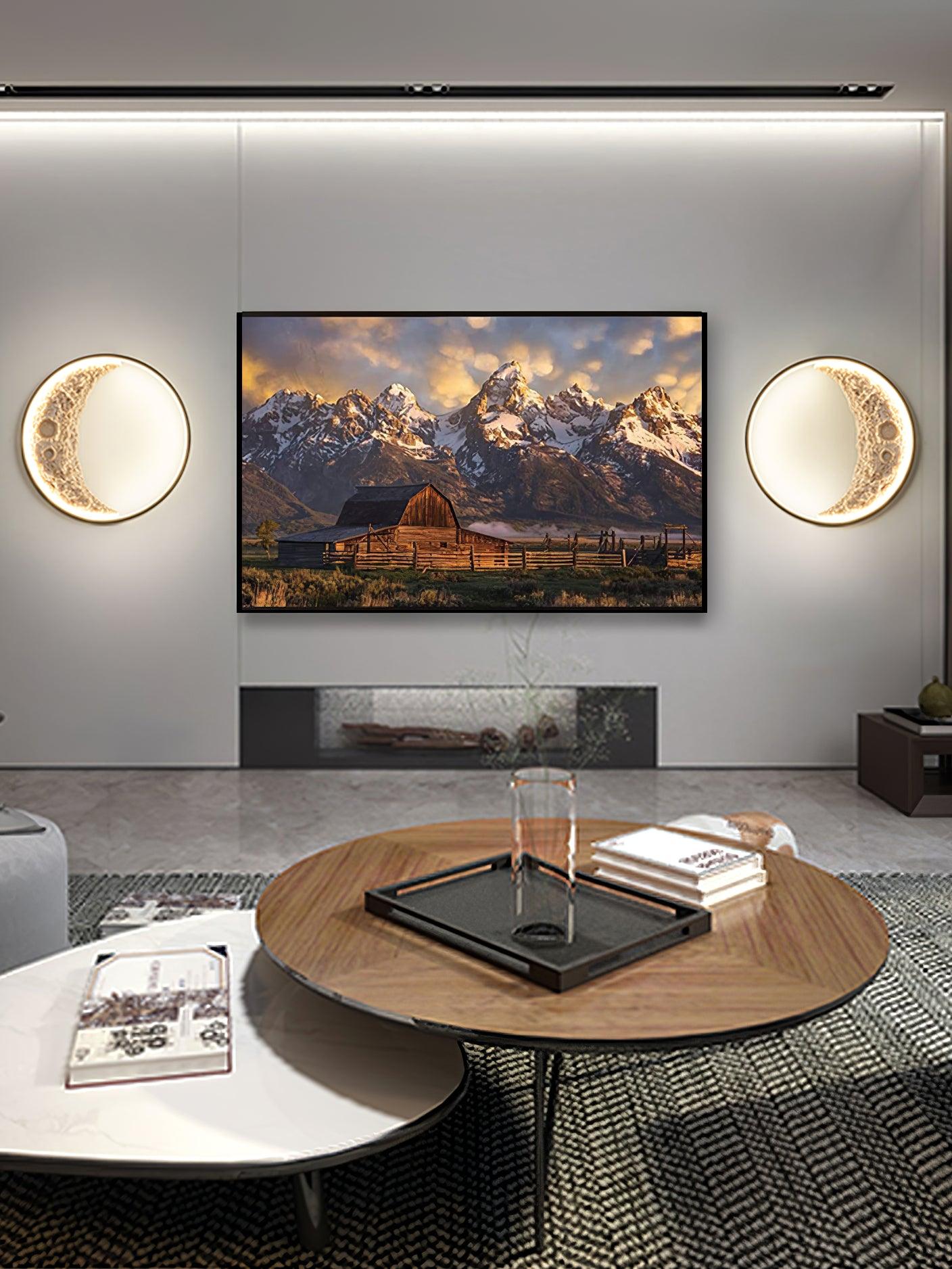 Modern 3D Moon Surface LED Wall Sconce Nordic Crescent Indoor Lighting for Bedroom and Living Room