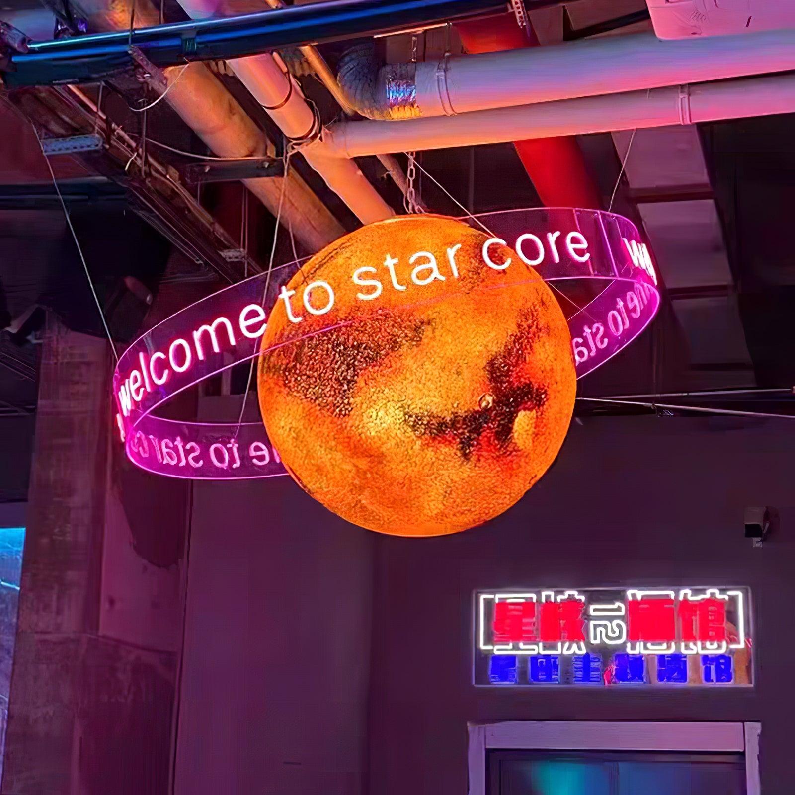 Modern 3D Planet Ball Resin Pendant Light for Celestial Bedroom and Living Room Decor
