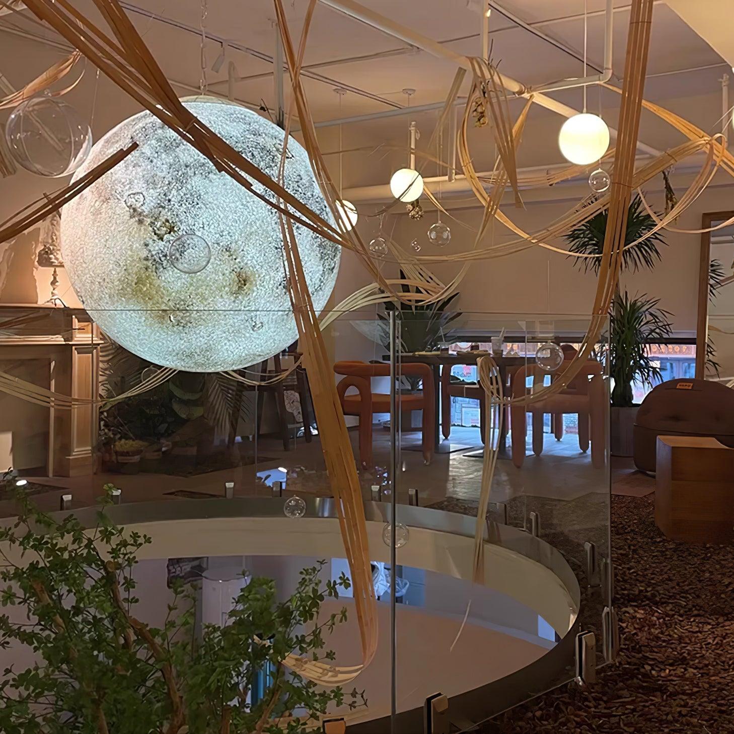 Modern 3D Planet Ball Resin Pendant Light for Celestial Bedroom and Living Room Decor