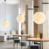 Modern 3D Printed Moon Pendant Light White Lunar Ceiling Lamp for Bedroom and Dining Room