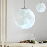 Modern 3D Printed Moon Pendant Light White Lunar Ceiling Lamp for Bedroom and Dining Room