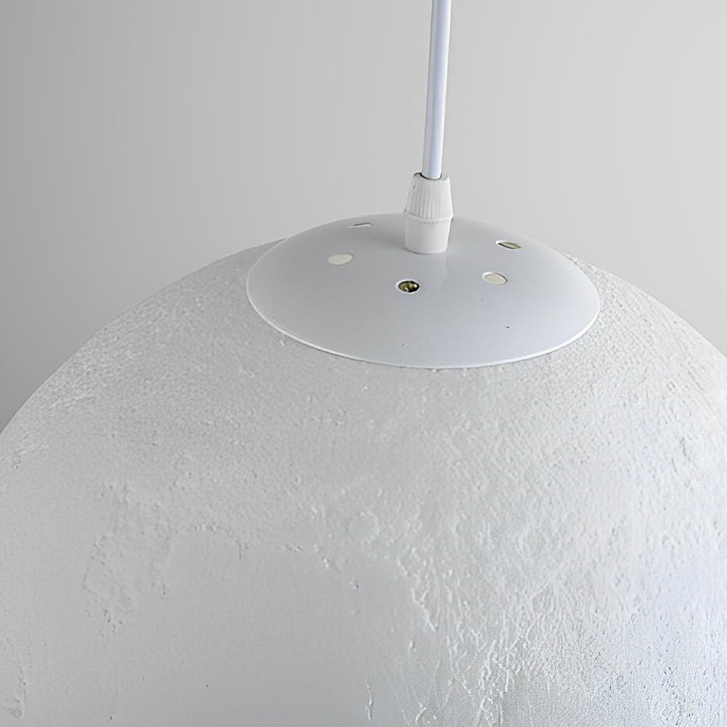 Modern 3D Printed Moon Pendant Light White Lunar Ceiling Lamp for Bedroom and Dining Room