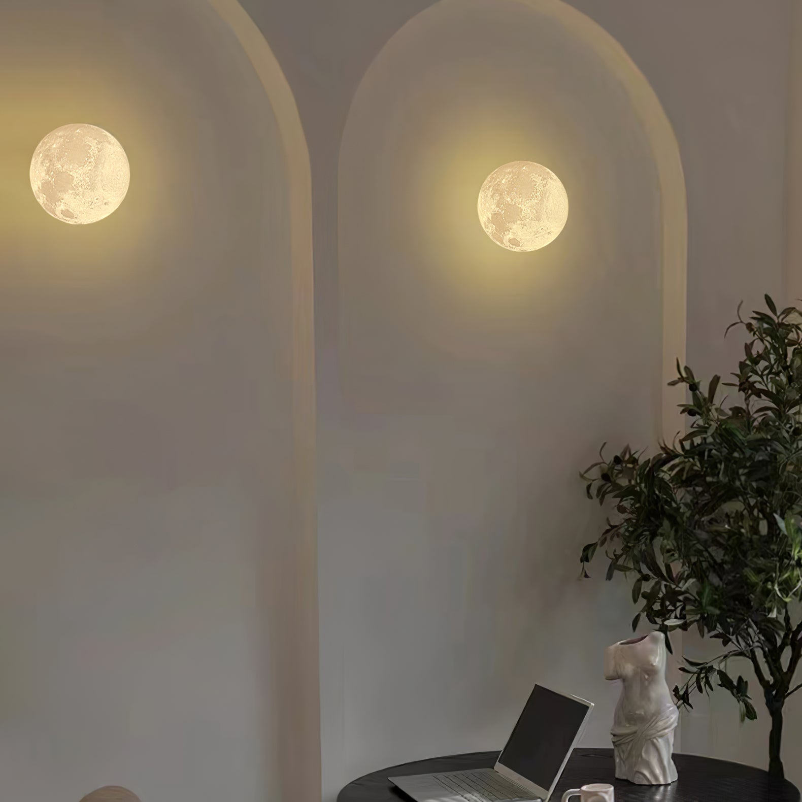 Modern 3D Printed Moon Wall Sconce Celestial LED Indoor Lighting for Bedrooms and Living Rooms