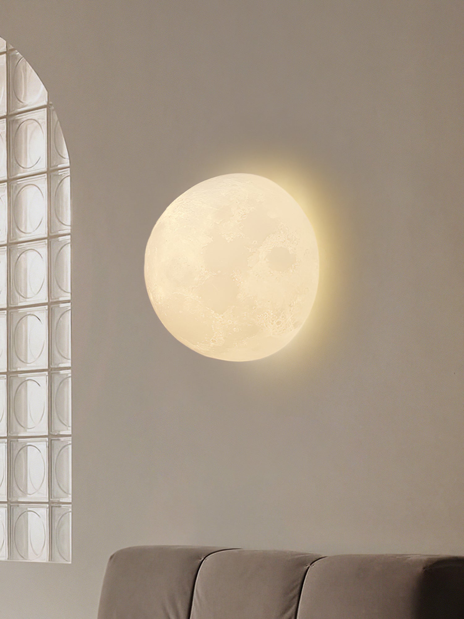 Modern 3D Printed Moon Wall Sconce Celestial LED Indoor Lighting for Bedrooms and Living Rooms