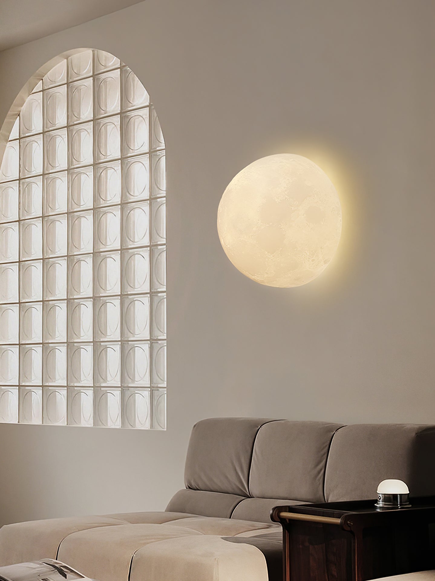Modern 3D Printed Moon Wall Sconce Celestial LED Indoor Lighting for Bedrooms and Living Rooms