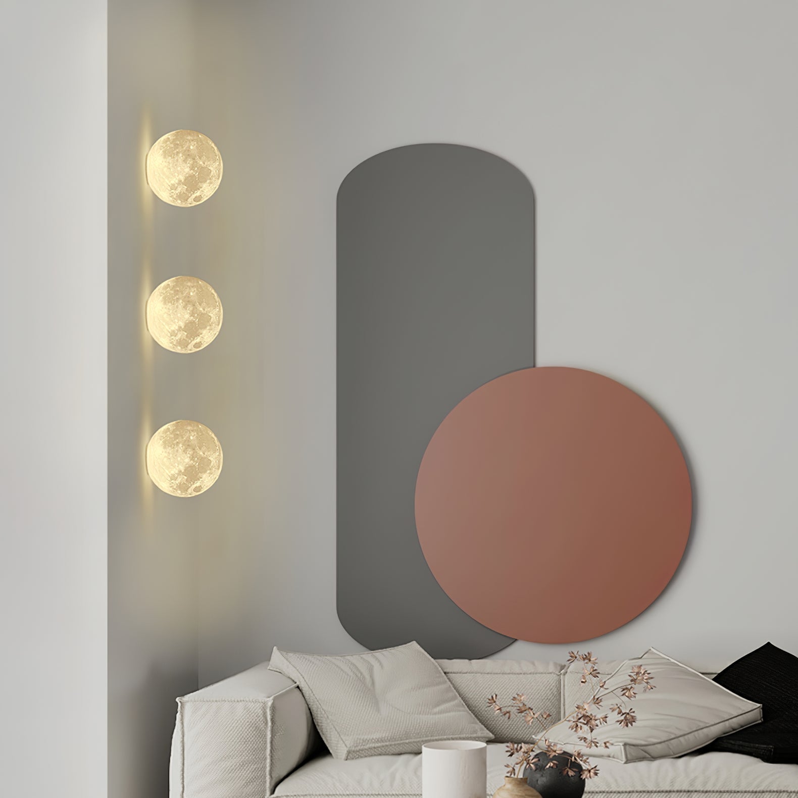 Modern 3D Printed Moon Wall Sconce Celestial LED Indoor Lighting for Bedrooms and Living Rooms