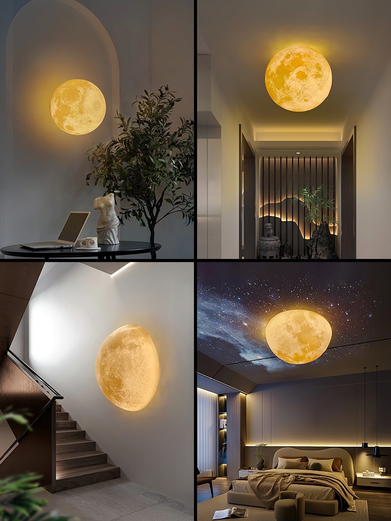 Modern 3D Printed Moon Wall Sconce Celestial LED Indoor Lighting for Bedrooms and Living Rooms