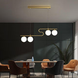 Modern 4 Light Glass Globe Chandelier with Curved Metal Arms for Dining Room Entryway