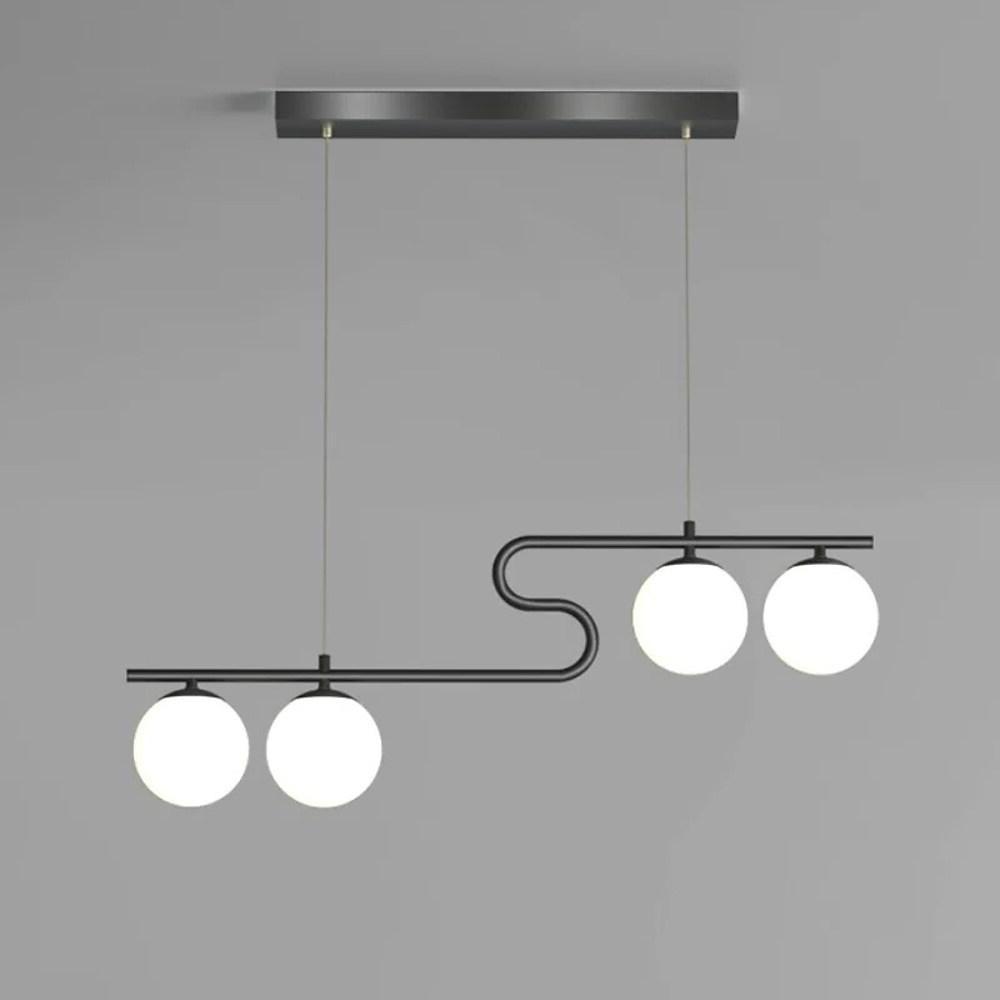 Modern 4 Light Glass Globe Chandelier with Curved Metal Arms for Dining Room Entryway