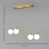 Modern 4 Light Glass Globe Chandelier with Curved Metal Arms for Dining Room Entryway