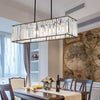 Modern 4 Light Rectangular Crystal Chandelier Dimmable Kitchen Island Pendant Lighting