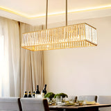 Modern 4 Light Rectangular Crystal Chandelier Dimmable Kitchen Island Pendant Lighting