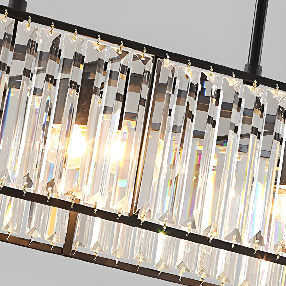 Modern 4 Light Rectangular Crystal Chandelier Dimmable Kitchen Island Pendant Lighting