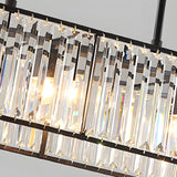 Modern 4 Light Rectangular Crystal Chandelier Dimmable Kitchen Island Pendant Lighting