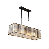 Modern 4 Light Rectangular Crystal Chandelier Dimmable Kitchen Island Pendant Lighting