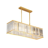 Modern 4 Light Rectangular Crystal Chandelier Dimmable Kitchen Island Pendant Lighting