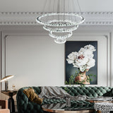 Modern 4 Ring Crystal LED Chandelier Electroplated Pendant Light Hanging Fixture