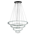 Modern 4 Ring Crystal LED Chandelier Electroplated Pendant Light Hanging Fixture