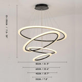 Modern 4 Ring Geometric LED Chandelier Pendant Light for Dining Room and Living Room Island Lighting