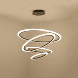 Modern 4 Ring Geometric LED Chandelier Pendant Light for Dining Room and Living Room Island Lighting