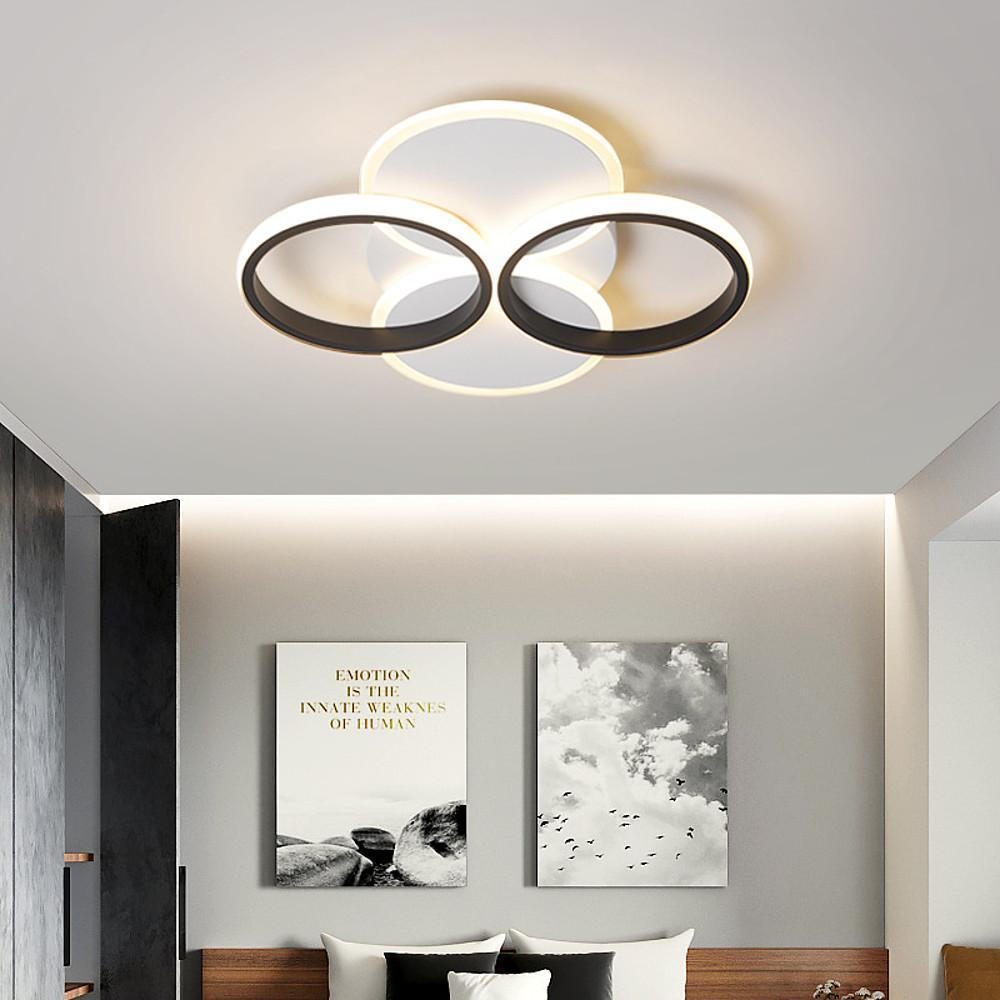 Modern 4 Ring Geometric LED Flush Mount Ceiling Light Low Profile Round Fixture for Living Room 20 Inch