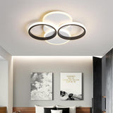 Modern 4 Ring LED Ceiling Light Geometrical Flush Mount Fixture for Living Room Bedroom